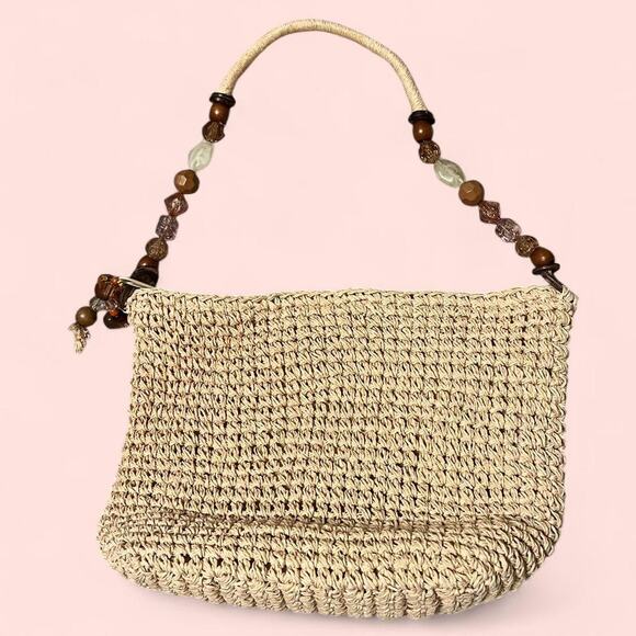 Tan woven boho beach bag - Picture 1 of 5